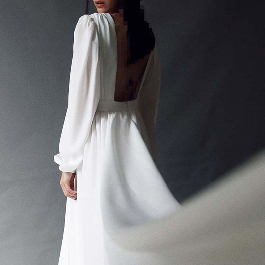 لباس عروس سفید کرپ آنجلینا (Angelina) سین استایل