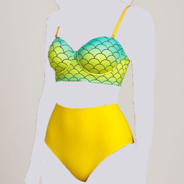 مایو زنانه دو تکه کاپدار مرمید (Mermaid)