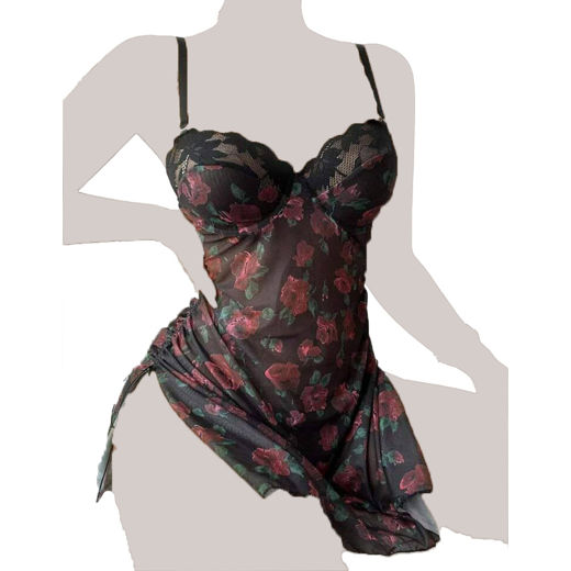 لباس خواب زنانه کوتاه حریر فنردار مارین (Marin)