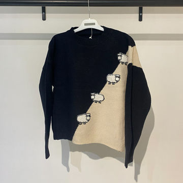 بافت زنانه سفید مشکی با طرح گوسفند Fall 53