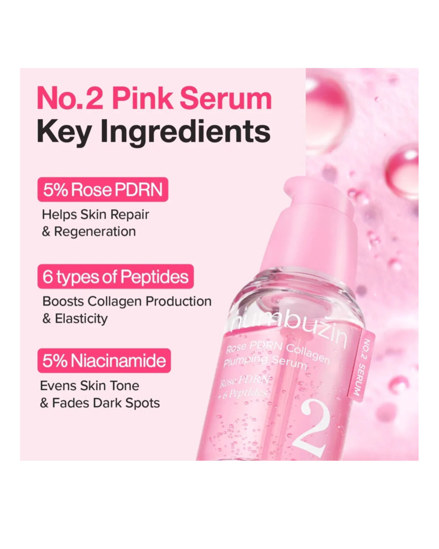 سرم حجم‌دهنده و سفت‌کننده رز PDRN نامبوزین ( Numbuzin )
