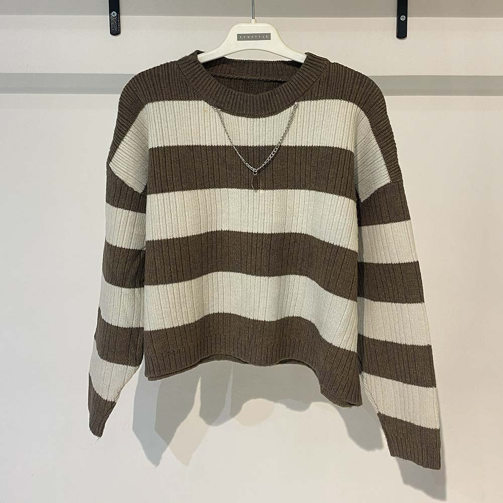 بافت زنانه یقه گرد راه راه Fall 58