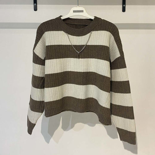 بافت زنانه یقه گرد راه راه Fall 58