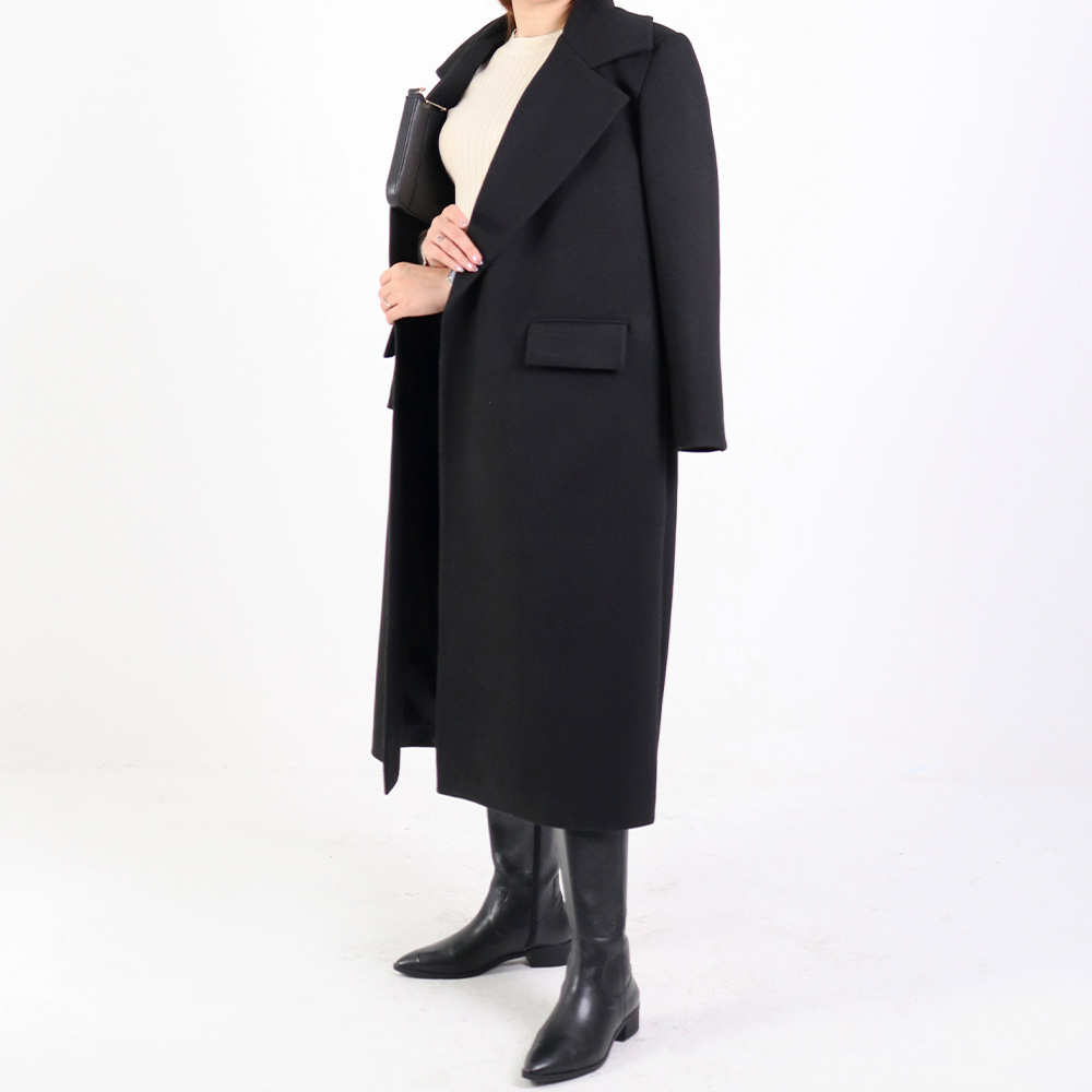 پالتو زنانه بلند فوتر مشکی کانتس (Contess) سین استایل