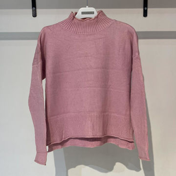 بافت زنانه صورتی ساده یقه ایستاده Fall 64