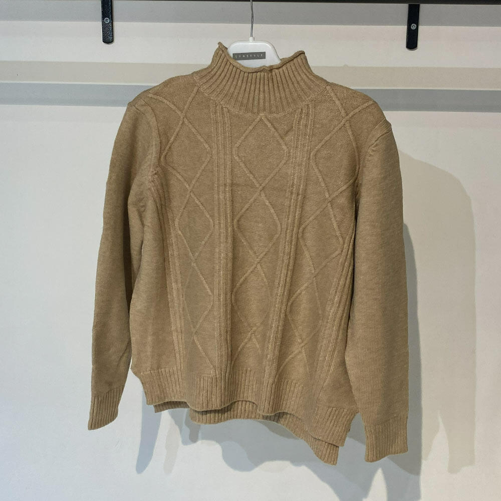 بافت زنانه یقه ایستاده کرم Fall 27