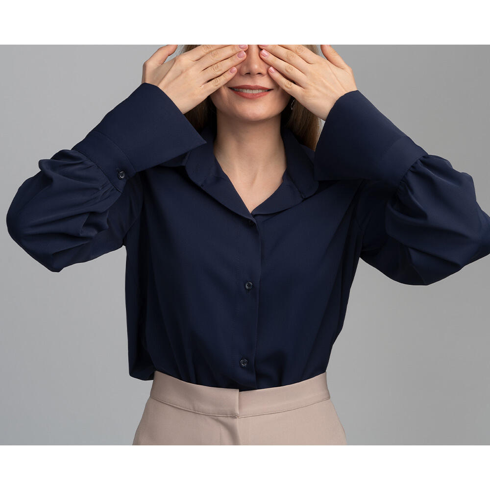 شومیز زنانه ی کرپ یقه پایه دار کریستینا (Cristina) سین استایل