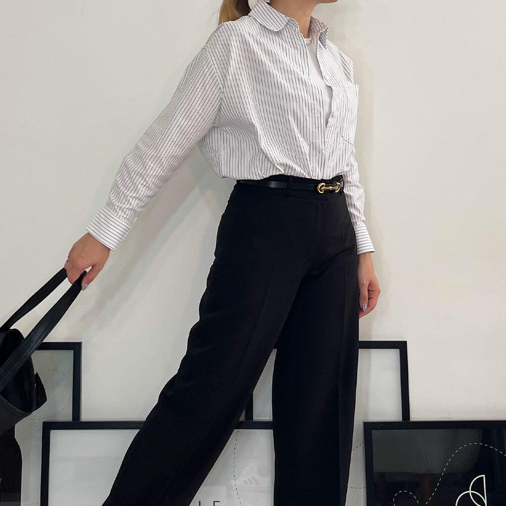 شومیز زنانه لینن راه راه مرلین (Merlin) سین استایل