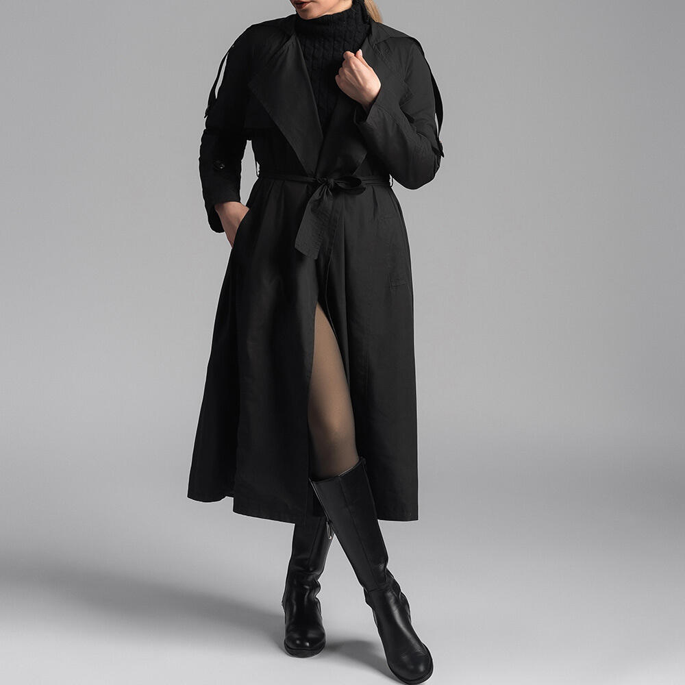 بارانی زنانه‌ بلند کتان کجراه موانا (Moana) سین استایل