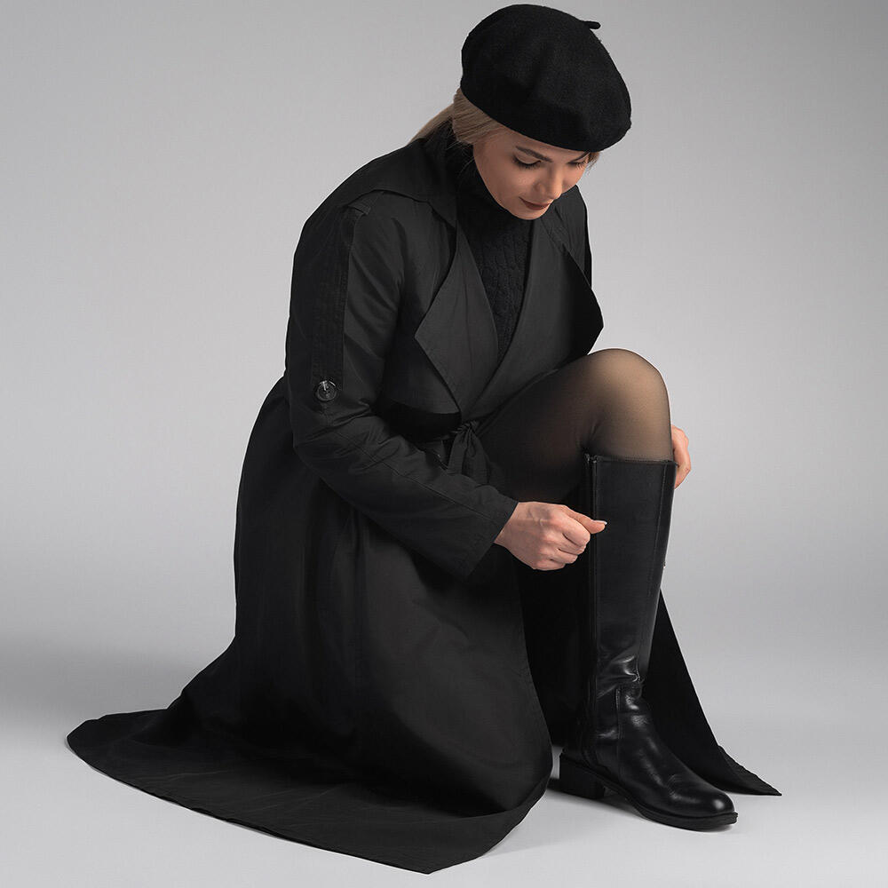 بارانی شمعی زنانه ی مشکی موآنا (Moana) سین استایل