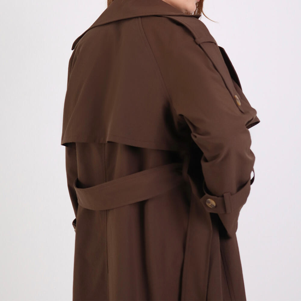 بارانی زنانه‌ بلند کتان کجراه موانا (Moana) سین استایل