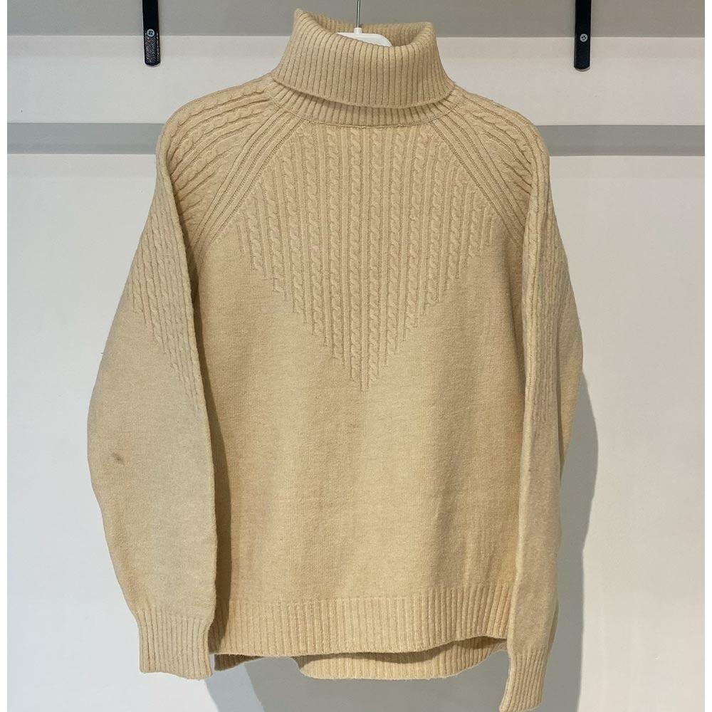 بافت زنانه یقه اسکی کرم Fall 42