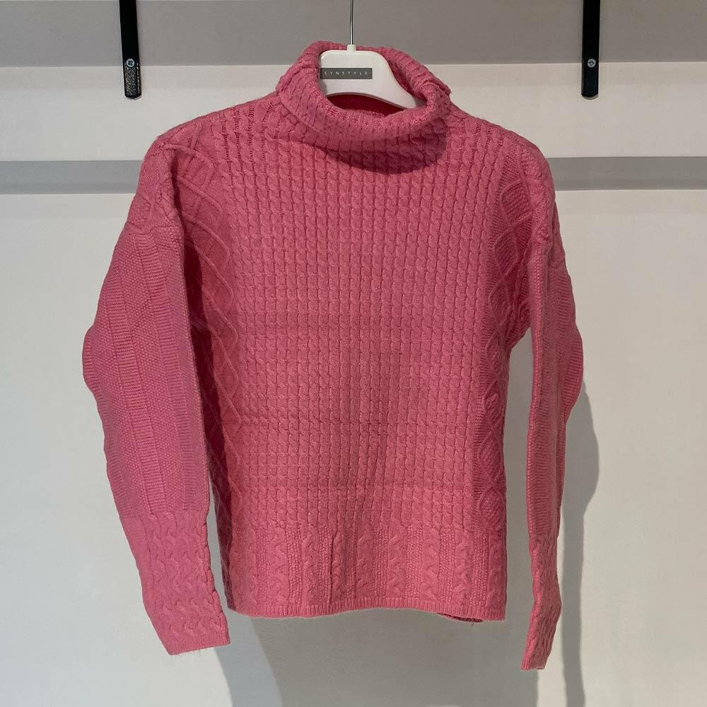 بافت زنانه یقه اسکی صورتی Fall 61