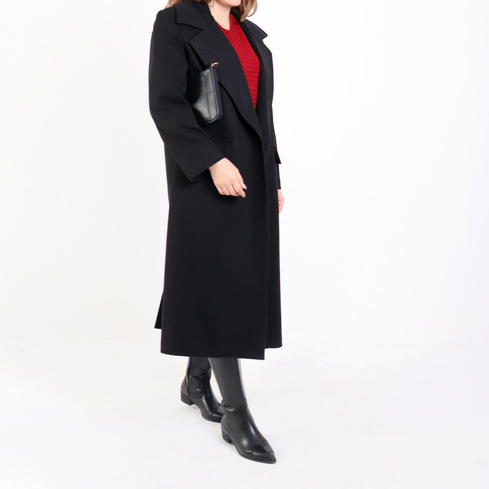 پالتو زنانه بلند فوتر مشکی کانتس (Contess) سین استایل