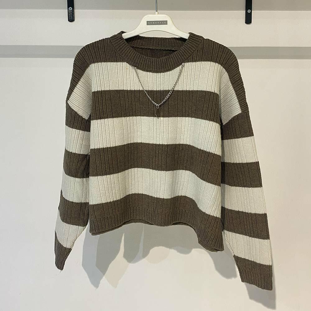 بافت زنانه یقه گرد راه راه Fall 58