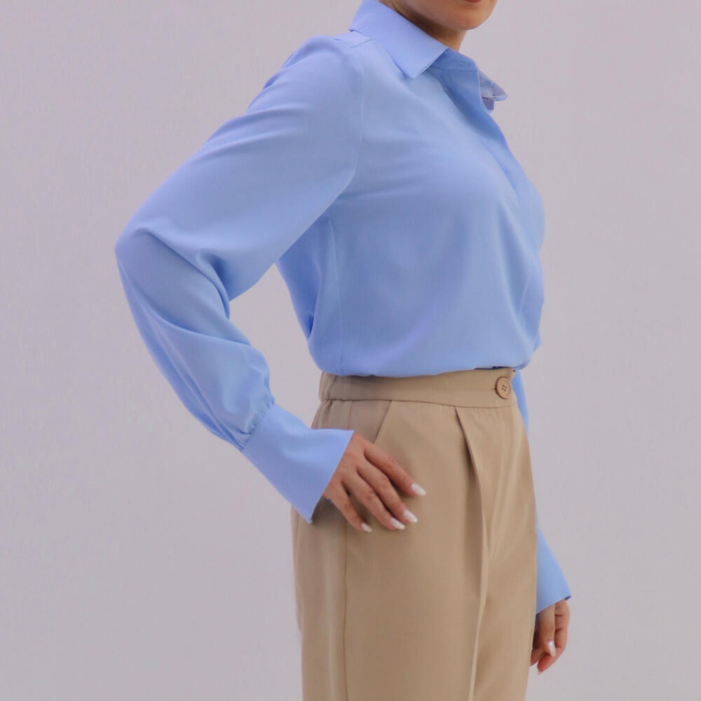 شومیز زنانه کرپ یقه پایه دار کریستینا (Cristina) سین استایل