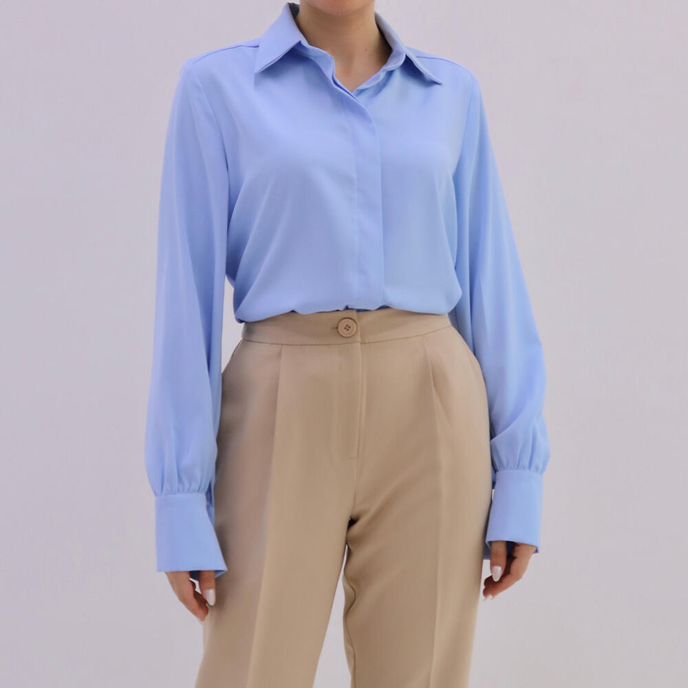 شومیز زنانه کرپ یقه پایه دار کریستینا (Cristina) سین استایل