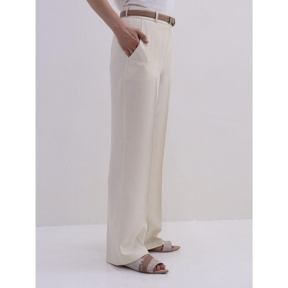 شلوار زنانه لینن کرم الیویا (Olivia) سین استایل