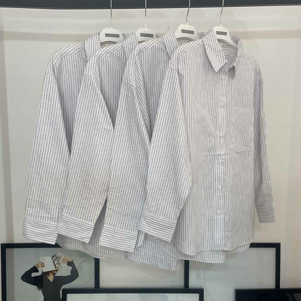 شومیز زنانه لینن راه راه مرلین (Merlin) سین استایل