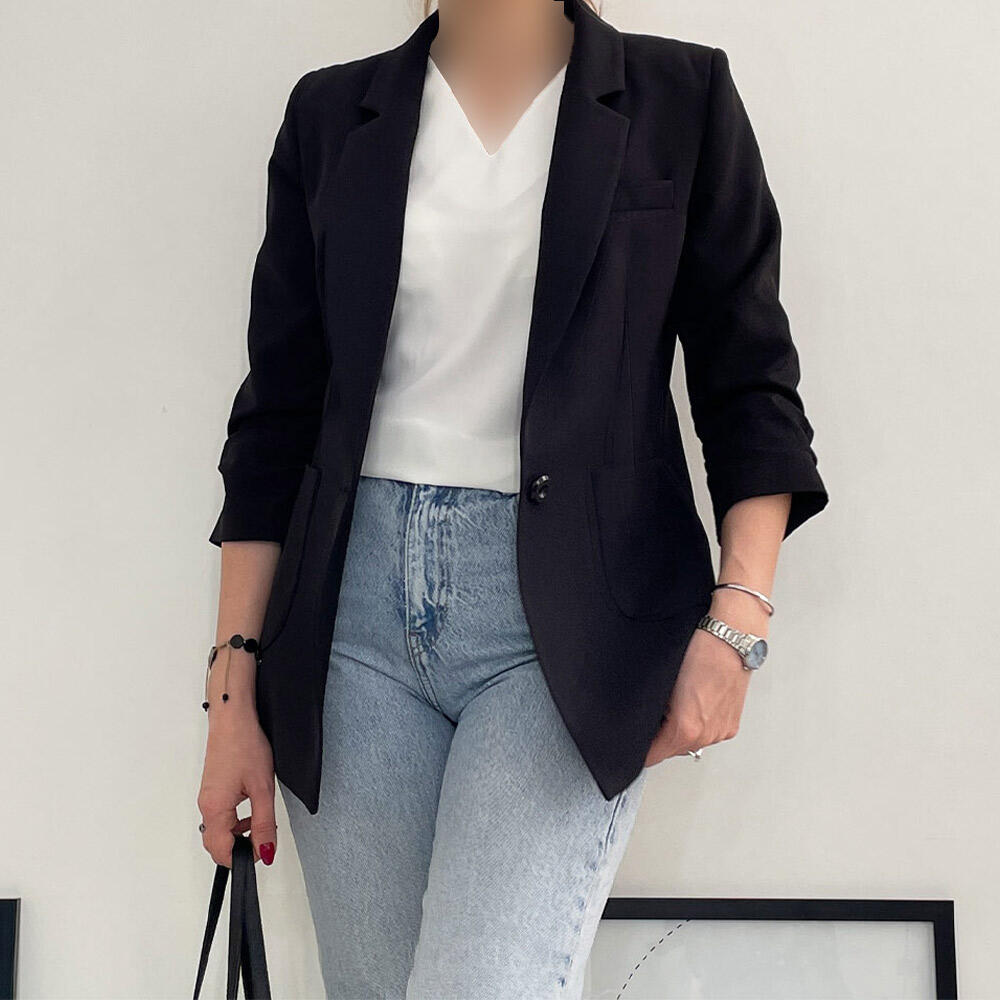 کت زنانه کرپ مشکی کادلین (Kadelin) کد 5252