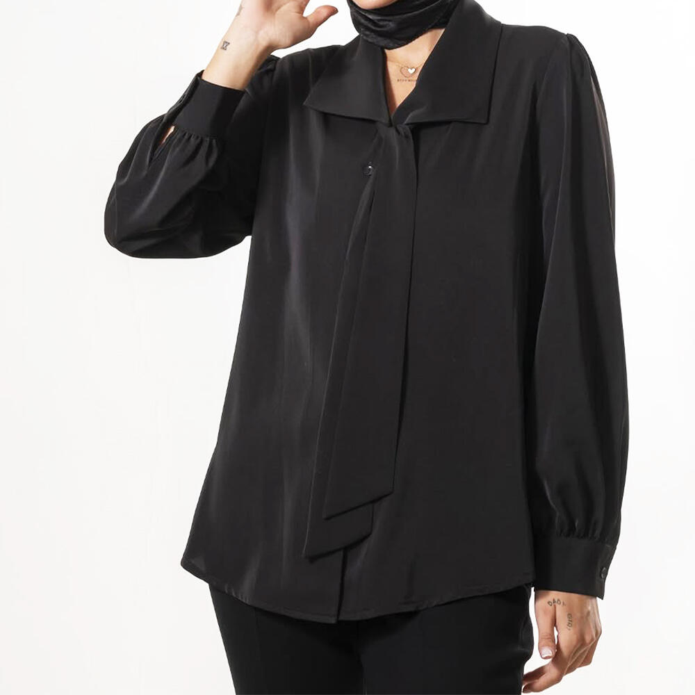 شومیز زنانه کرپ یقه کراواتی دمی (Demy) کد 2220