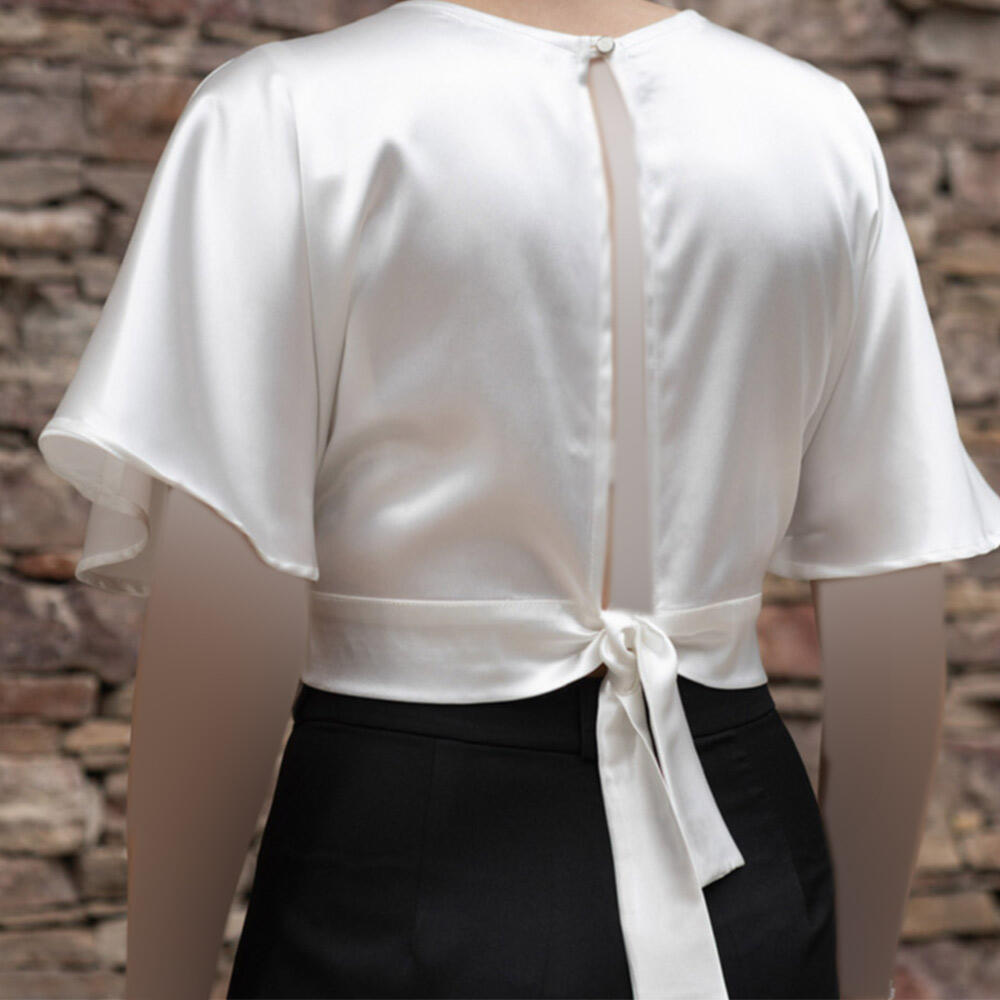 شومیز زنانه یقه چپ و راستی ساتن تیهو  (Tihou) سین استایل