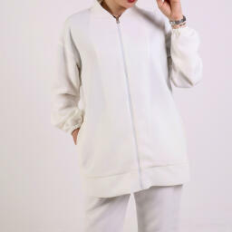 ست سوییشرت و شلوار زنانه سفید پاپل (Popel) سین استایل