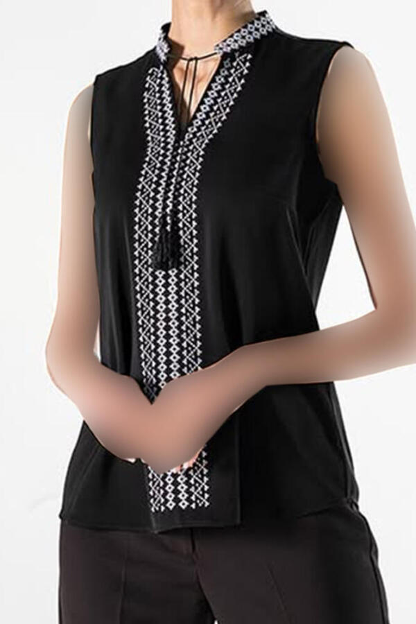 تاپ زنانه کرپ گلدوزی آمیان (Amian) کد 3098