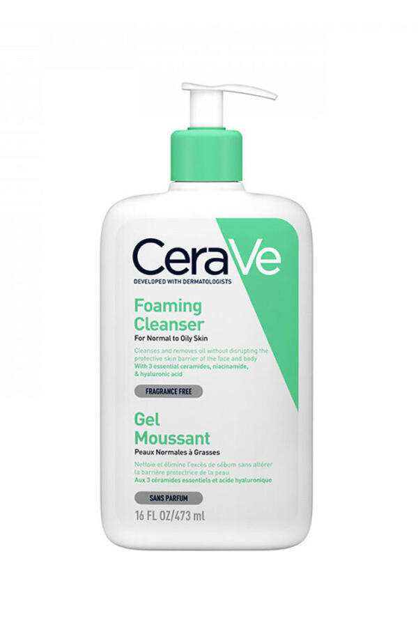 فوم شست و شوی صورت پوست معمولی و چرب سراوی 473ml (cerave)