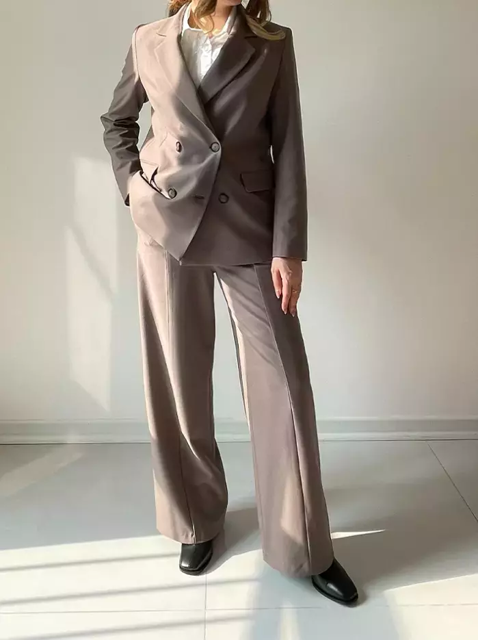 کت و شلوار زنانه قهوه ای شارلوت (Charlotte) کد 5596