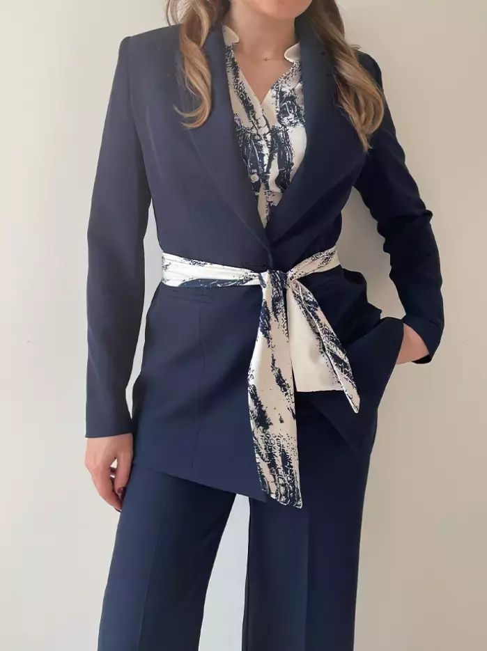 ست سه تکه کت و شلوار و شومیز سرمه‌ای دیواین (Devine) 5553