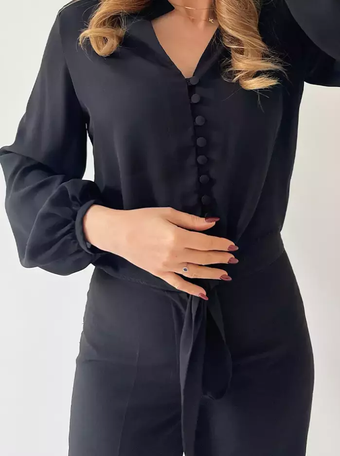 شومیز زنانه کرپ مشکی الیوت (Elliot) کد 2531