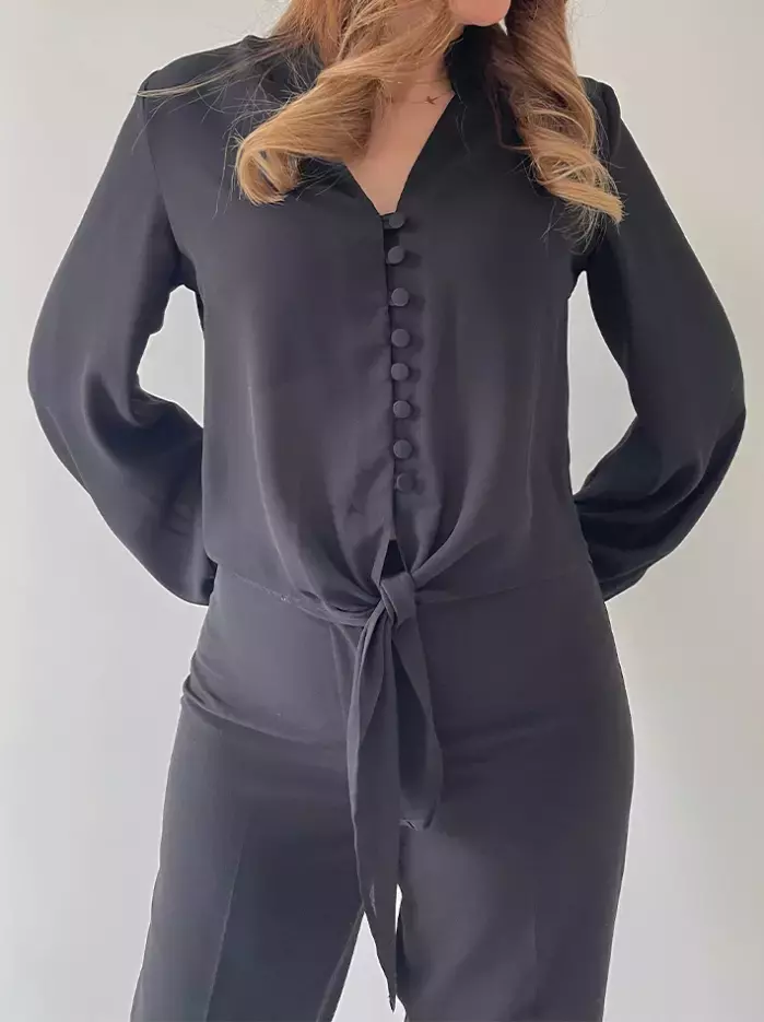 شومیز زنانه کرپ مشکی الیوت (Elliot) کد 2531