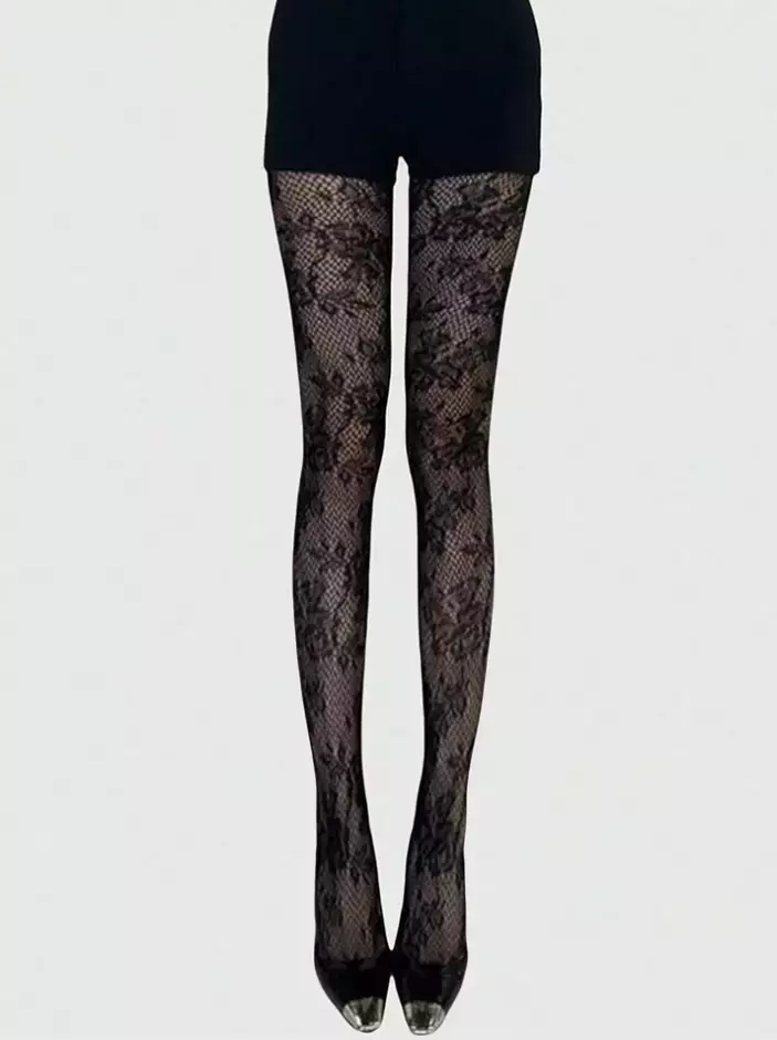 جوراب شلواری زنانه گیپور مشکی بروک (Brook) برند شین Shein