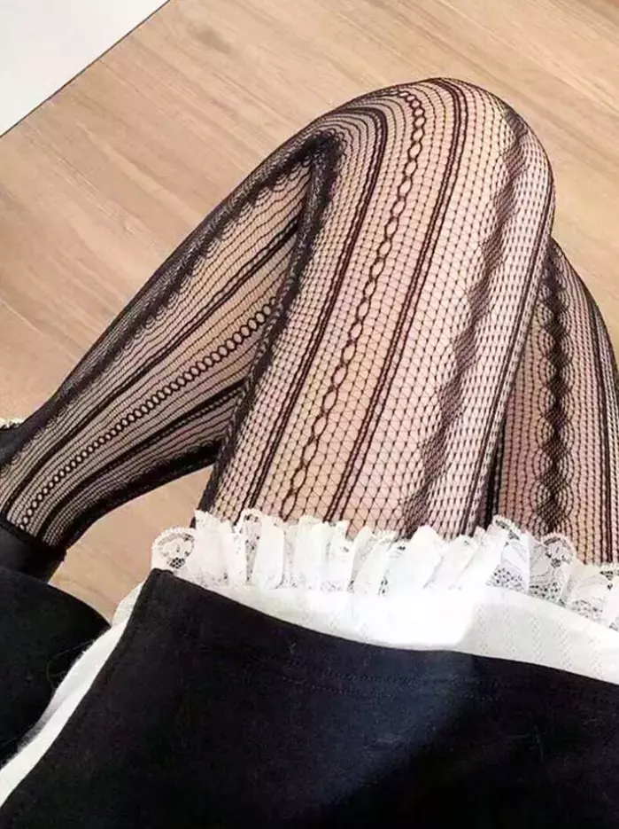 جوراب شلواری زنانه توری راه راه وانکا (Vanka) برند شین Shein