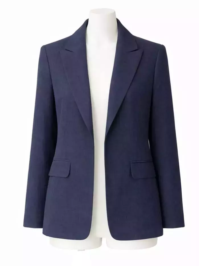 کت زنانه لینن سرمه‌ای یقه بلیزر نیوی (navy) کد 5454