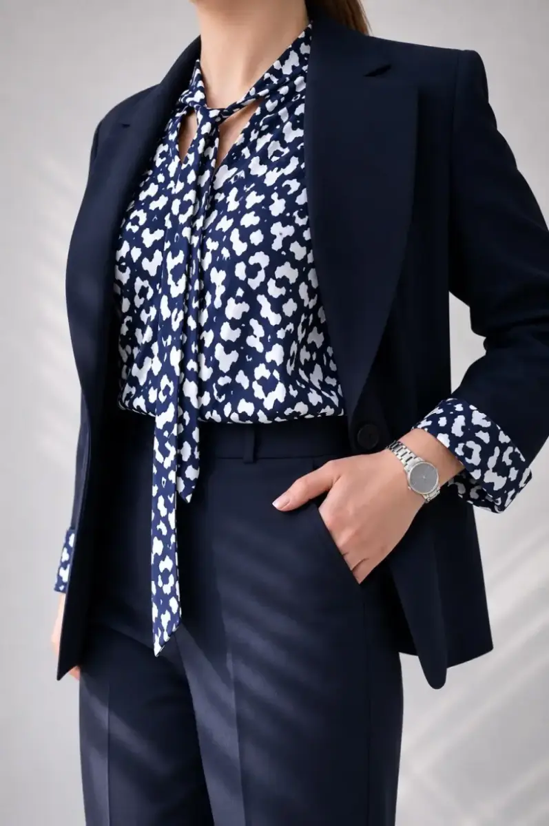 ست سه تیکه کت و شلوار و تاپ زنانه کرپ ملبورن (Melborn) کد 99738