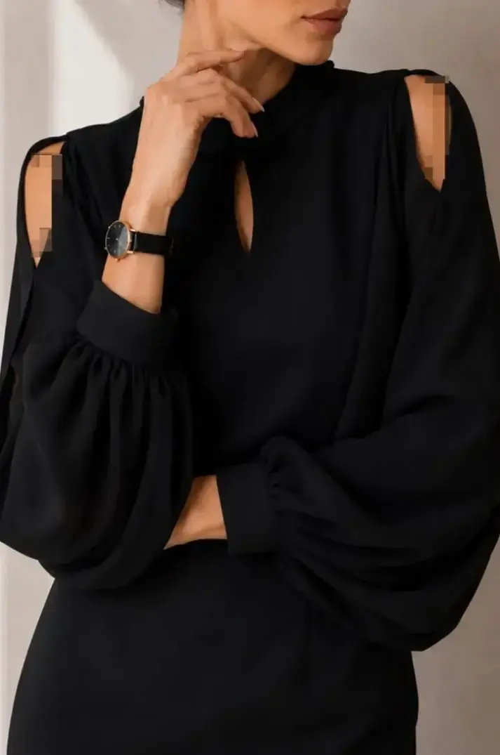 پیراهن زنانه مشکی کرپ سارینا (Sarina) کد 4060