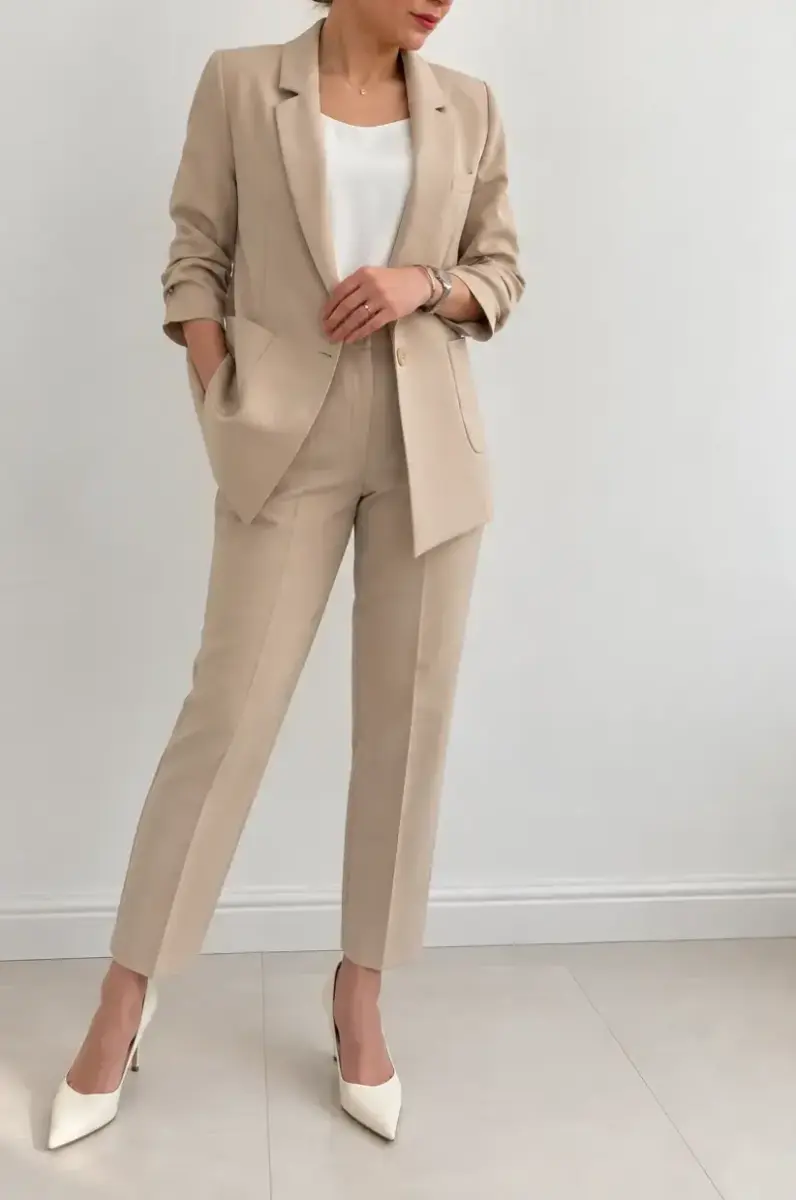 کت و شلوار راسته زنانه کرپ کلودیا (Claudia) کد 5252