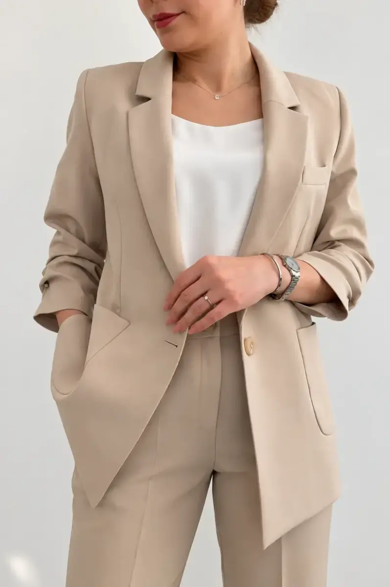 کت و شلوار راسته زنانه کرپ کلودیا (Claudia) کد 5252